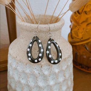 Vintage Retro Black and White Poka Dot Earrings